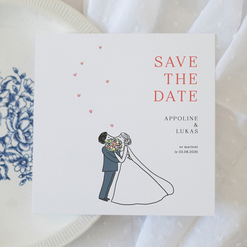 Save the date de mariage Bouquet de bisous à personnaliser
