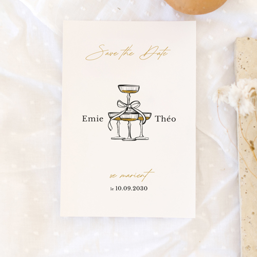 Save the date de mariage Champagne à personnaliser
