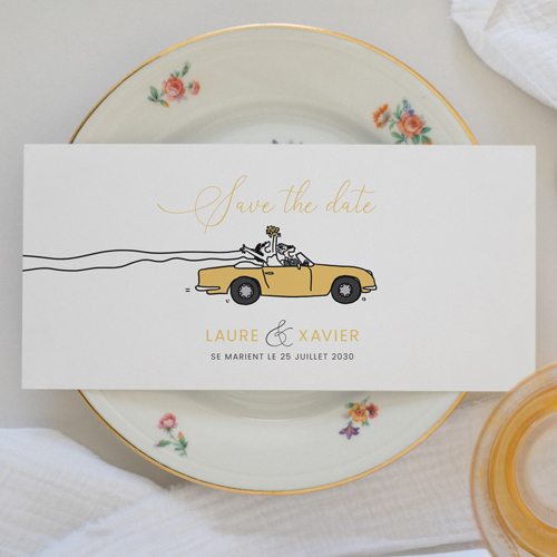 Save the date de mariage Décapotable à personnaliser