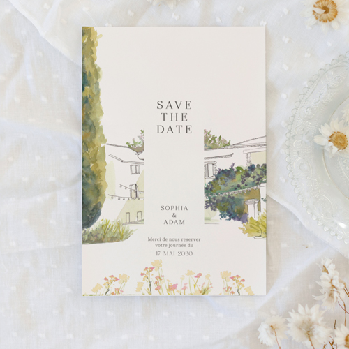 Save the date de mariage Mas à personnaliser