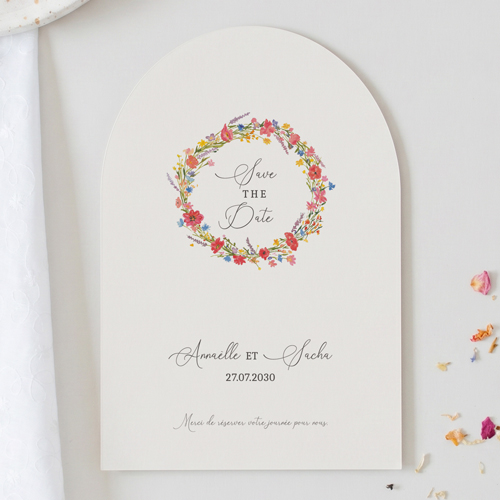 Save the date de mariage Vermillon à personnaliser