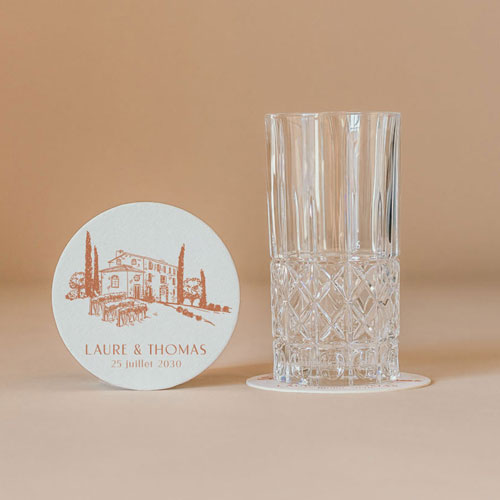 Sous-bock de mariage Alba à personnaliser