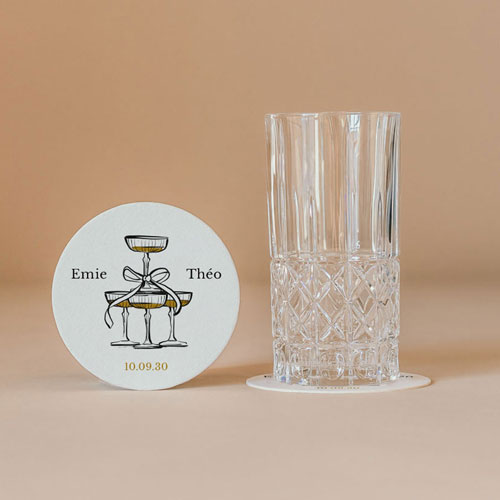 Sous-bock de mariage Champagne à personnaliser