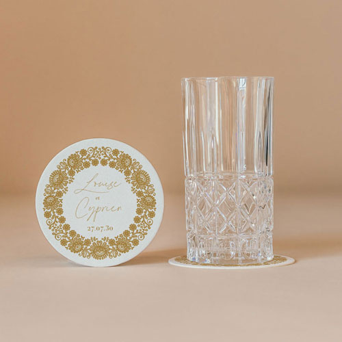 Sous-bock de mariage Clovelly à personnaliser