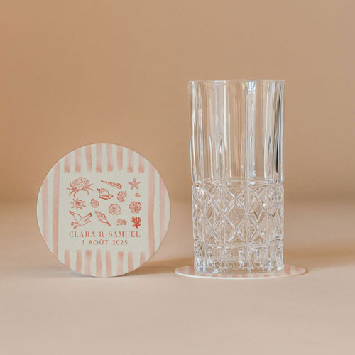 Sous-bock de mariage Coralia à personnaliser