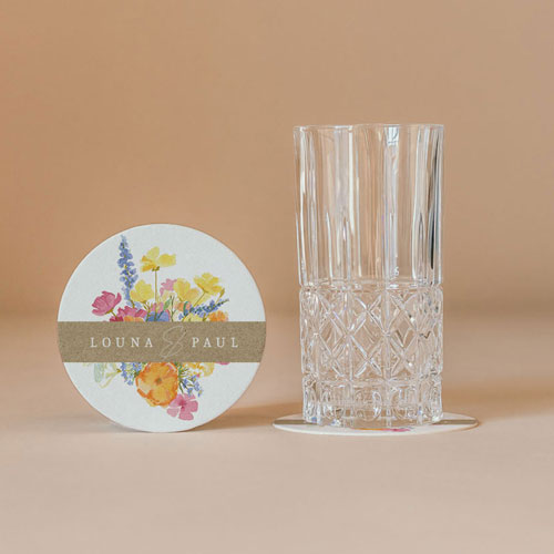 Sous-bock de mariage Corolle à personnaliser