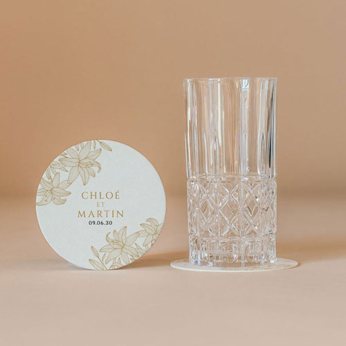 Sous-bock de mariage Lys à personnaliser