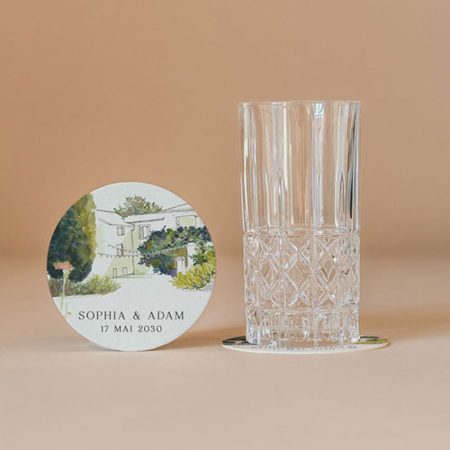 Sous-bock de mariage Mas à personnaliser