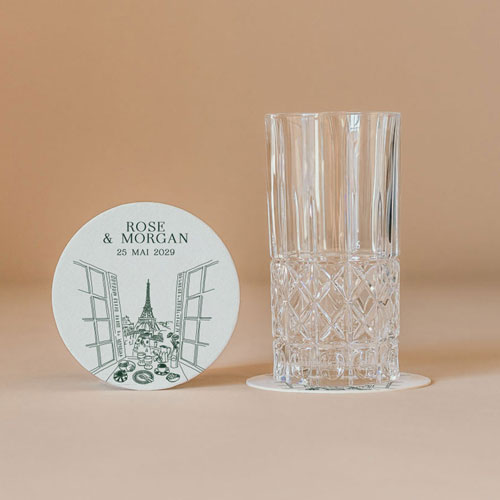 Sous-bock de mariage Paris à personnaliser