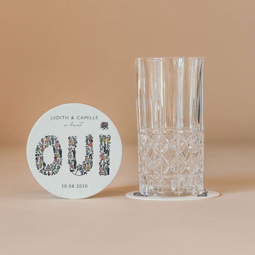 Sous-bock de mariage Un grand Oui à personnaliser