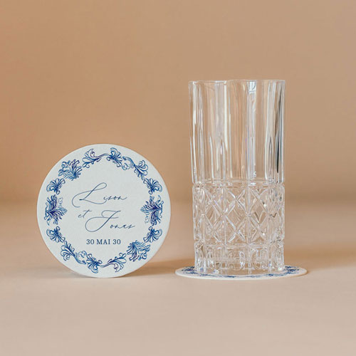 Sous-bock de mariage Volute à personnaliser