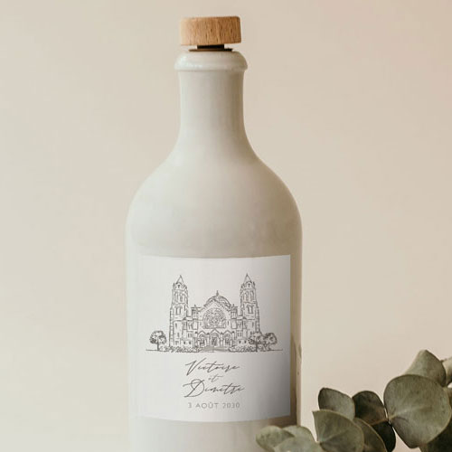 Sticker bouteille de mariage Basilia à personnaliser