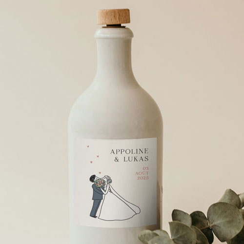 Sticker bouteille de mariage Bouquet de bisous à personnaliser