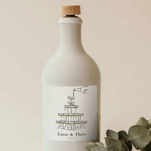 Sticker bouteille de mariage Champagne à personnaliser