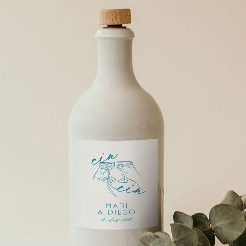 Sticker bouteille de mariage Cincin à personnaliser