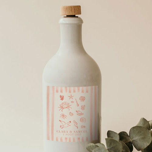 Sticker bouteille de mariage Coralia à personnaliser