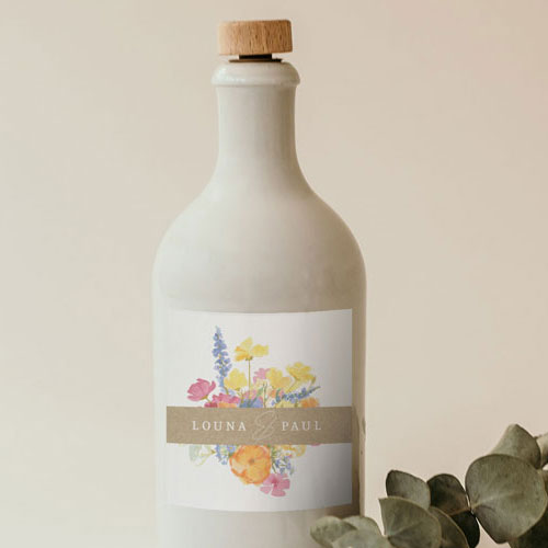 Sticker bouteille de mariage Corolle à personnaliser