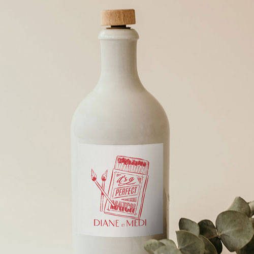 Sticker bouteille de mariage Le Match à personnaliser