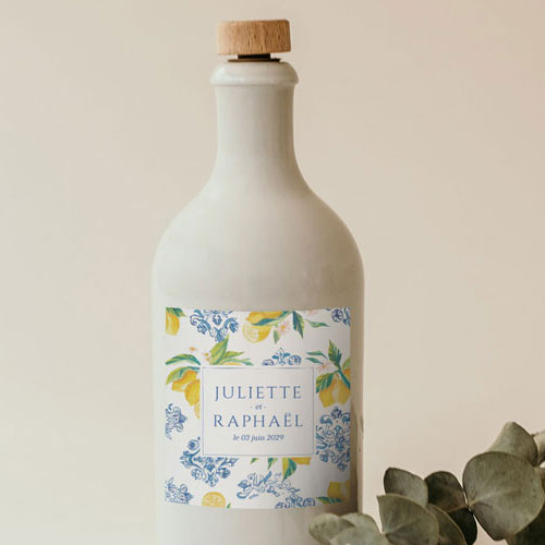 Sticker bouteille de mariage Lemon Vibes à personnaliser