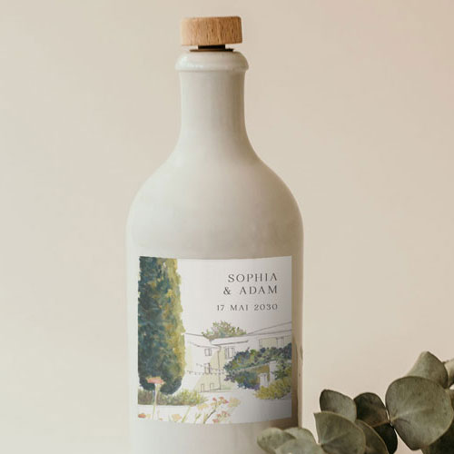 Sticker bouteille de mariage Mas à personnaliser