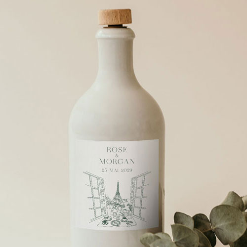 Sticker bouteille de mariage Paris à personnaliser