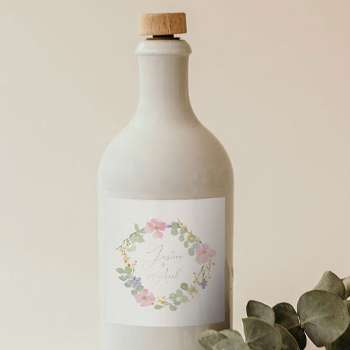 Sticker bouteille de mariage Rosée à personnaliser