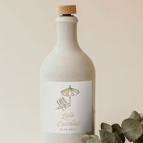 Sticker bouteille de mariage Transat à personnaliser
