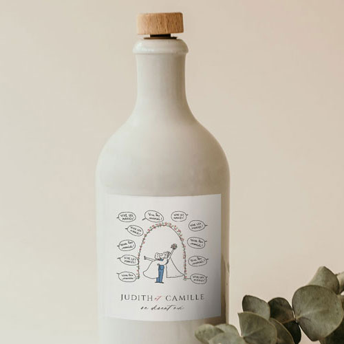 Sticker bouteille de mariage Vive les Mariés à personnaliser