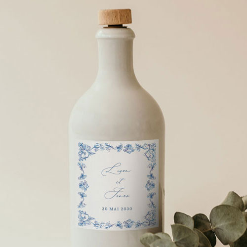 Sticker bouteille de mariage Volute à personnaliser