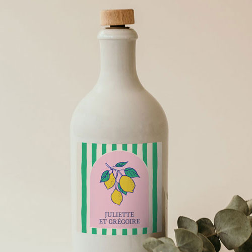 Sticker bouteille de mariage Zestine à personnaliser