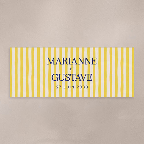 Sticker Mini Pot de mariage Stripes Jaune à personnaliser