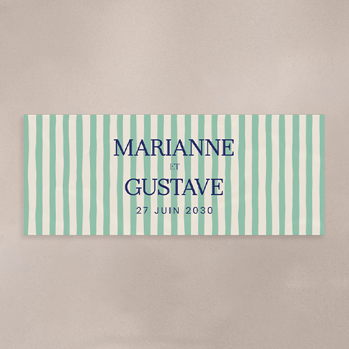 Sticker Mini Pot de mariage Stripes Vert à personnaliser