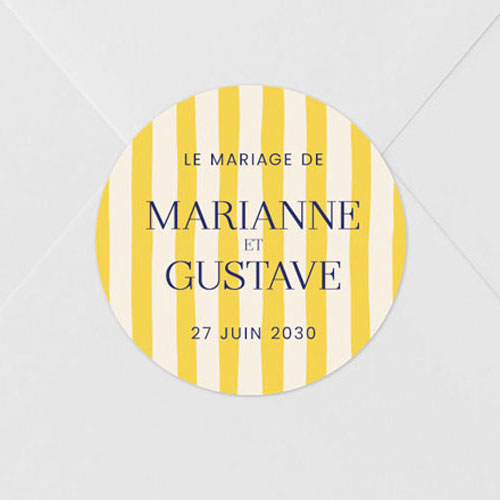 Sticker de mariage Stripes Jaune à personnaliser