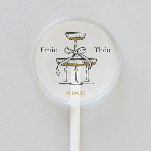 Sucette de mariage Champagne à personnaliser