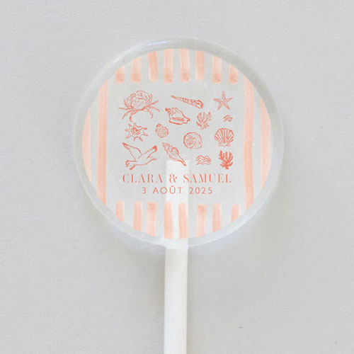 Sucette de mariage Coralia à personnaliser