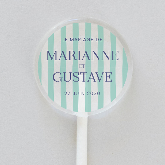 Sucette de mariage Stripes Vert à personnaliser
