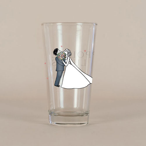 Verre à bière de mariage Bouquet de bisous à personnaliser