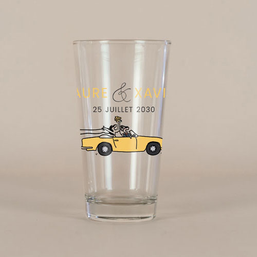 Verre à bière de mariage Décapotable à personnaliser