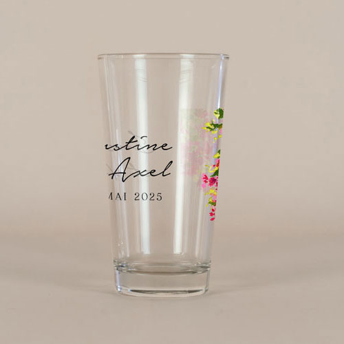 Verre à bière de mariage Fushia à personnaliser