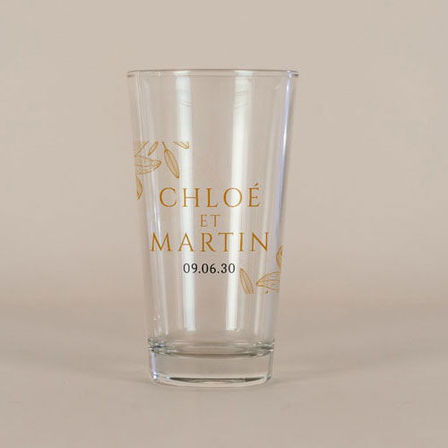 Verre à bière de mariage Lys à personnaliser