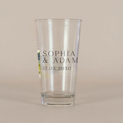 Verre à bière de mariage Mas à personnaliser