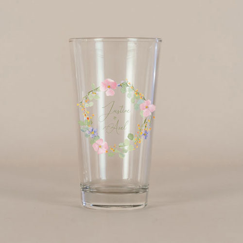 Verre à bière de mariage Rosée à personnaliser