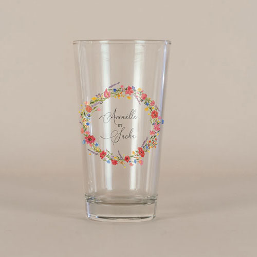 Verre à bière de mariage Vermillon à personnaliser