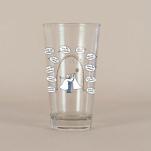 Verre à bière de mariage Vive les Mariés à personnaliser