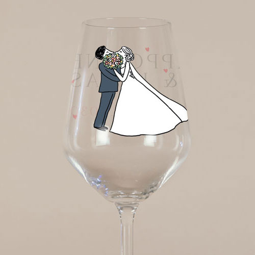 Verre à vin de mariage Bouquet de bisous à personnaliser
