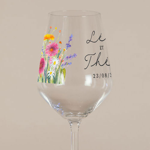 Verre à vin de mariage Bucolique à personnaliser