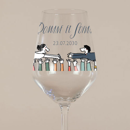 Verre à vin de mariage Crowd Surfin à personnaliser