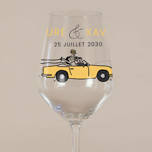 Verre à vin de mariage Décapotable à personnaliser