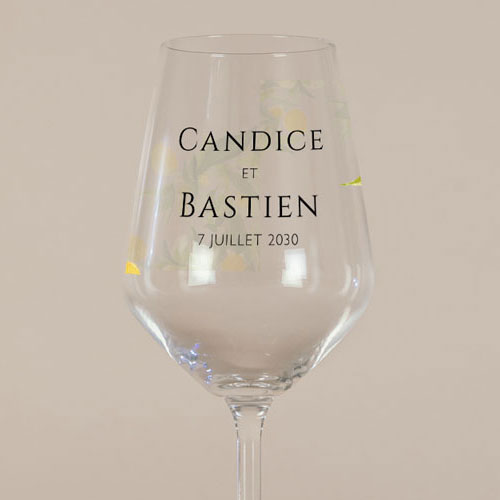 Verre à vin de mariage Limonier à personnaliser