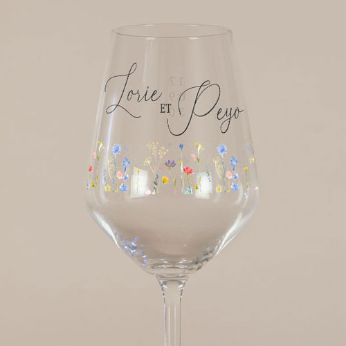 Verre à vin de mariage Lisière à personnaliser
